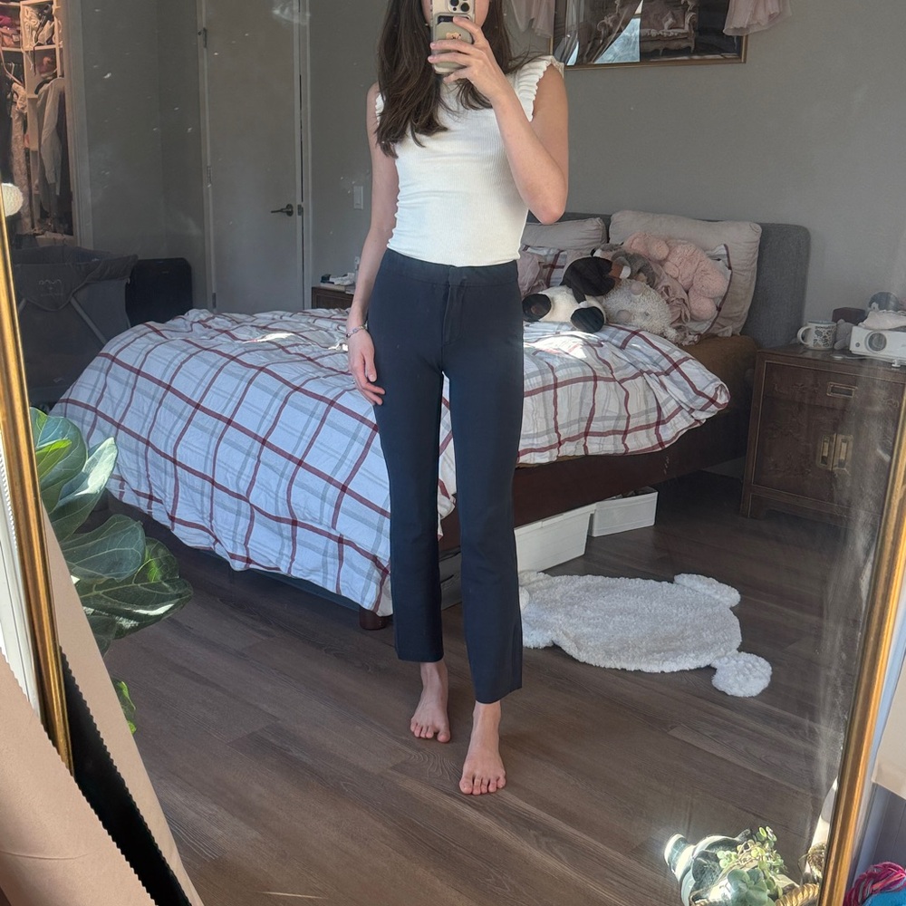 Navy maxmara stretch crepe straight dress pants